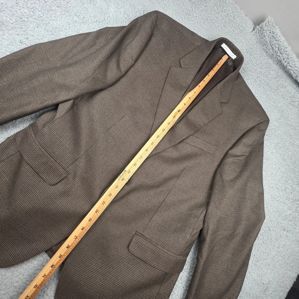 Chaps Sport Coat Men 44R Brown Micro Houndstooth Two Button Blazer Classic Fit